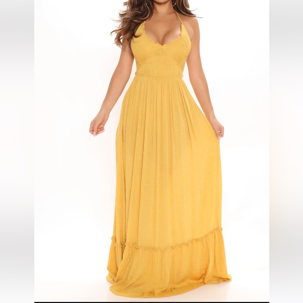 Mustard Yellow Halter maxi dress